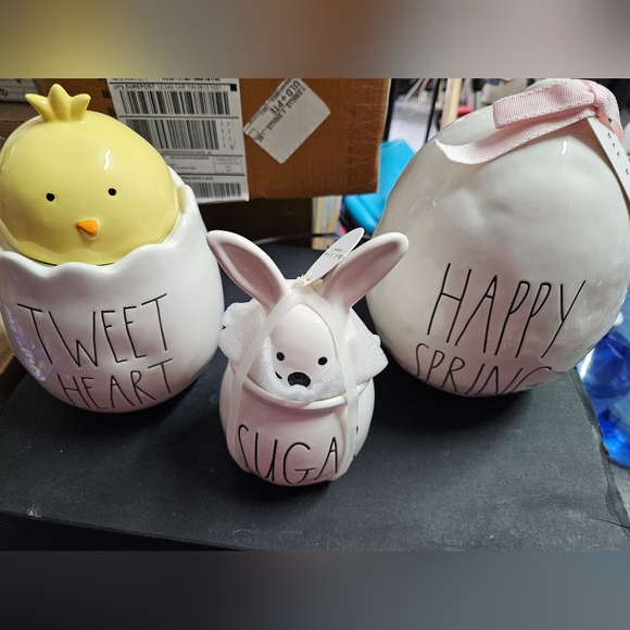 Easter Egg Decor Set with Chick and Bunny - Picture 1 of 4